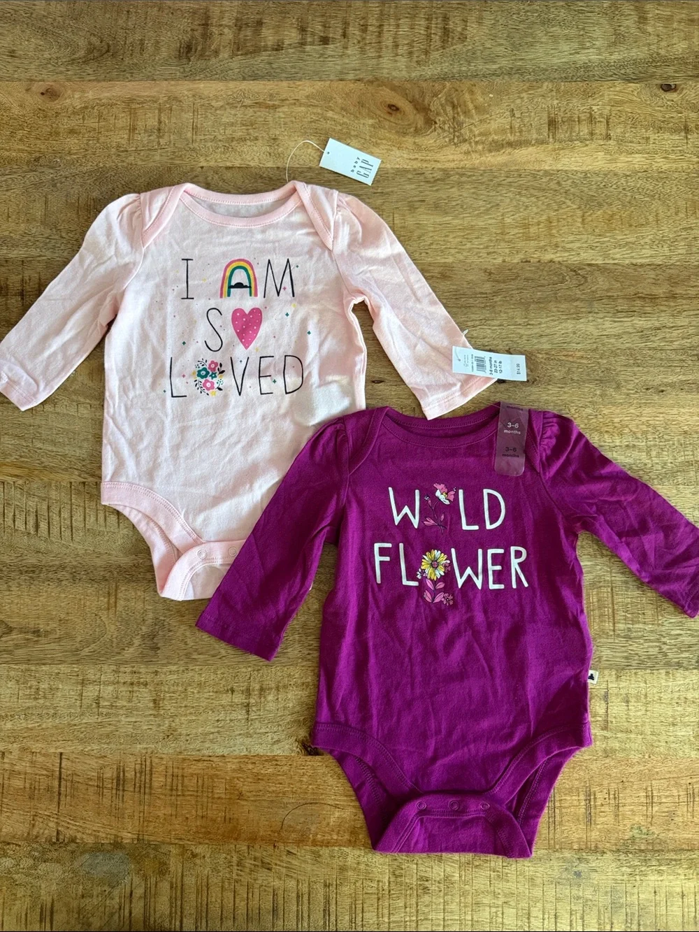 GAP Light Pink & Magenta Long-Sleeve Bodysuits Set